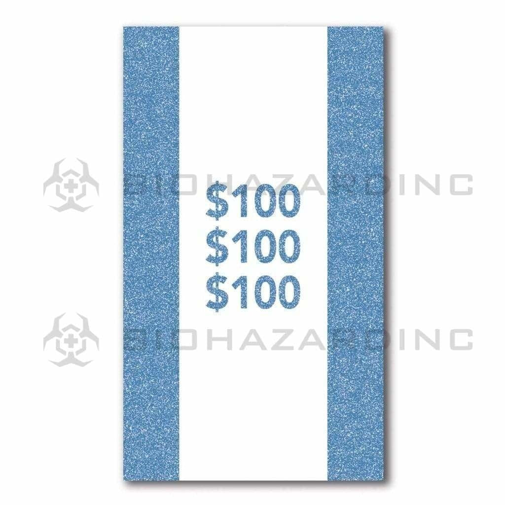 $100 Blue Currency Strap - 25 Bill Capacity | 1,000 Count Currency Strap Biohazard Inc