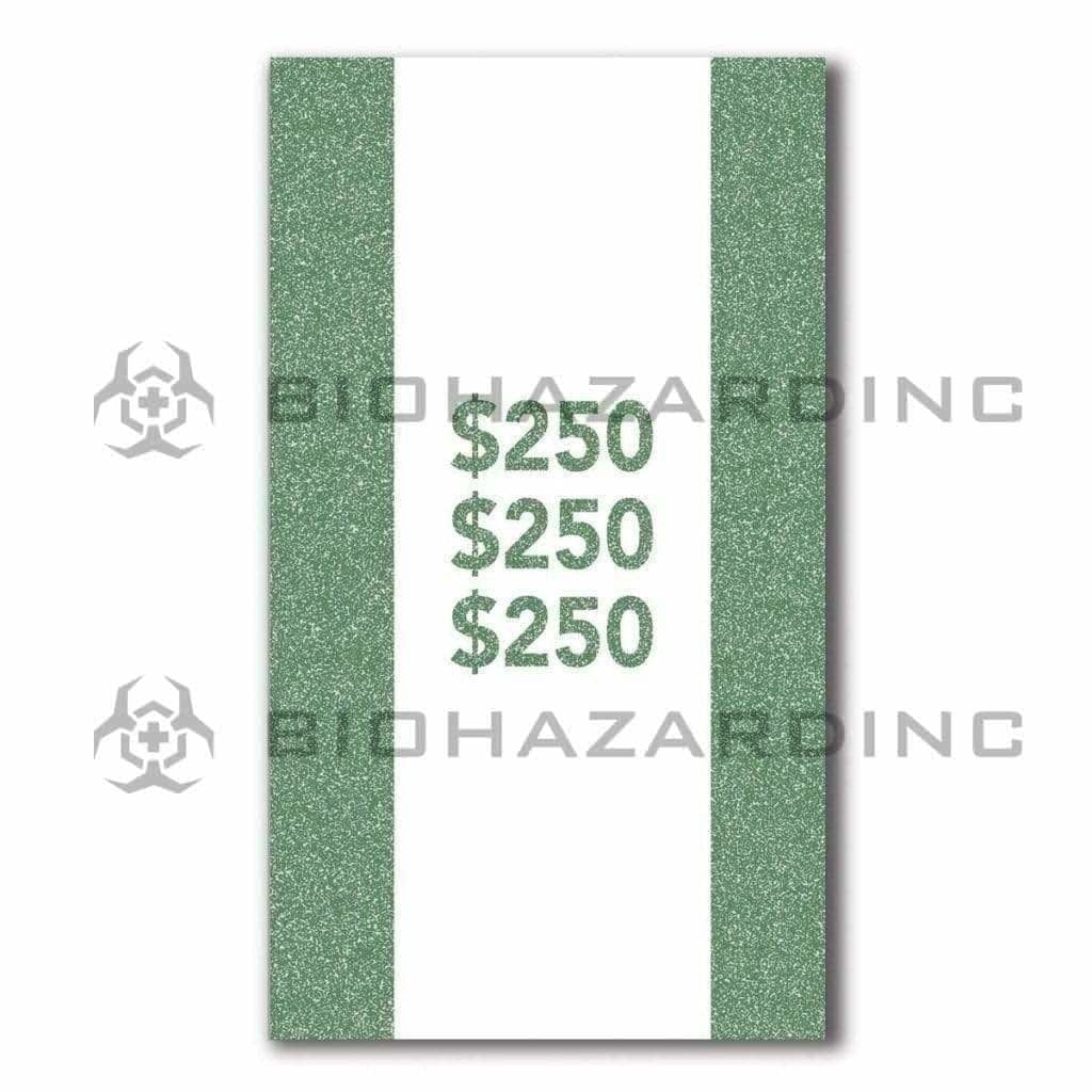 $250 Green Currency Strap - 25 Bill Capacity | 1,000 Count Currency Strap Biohazard Inc