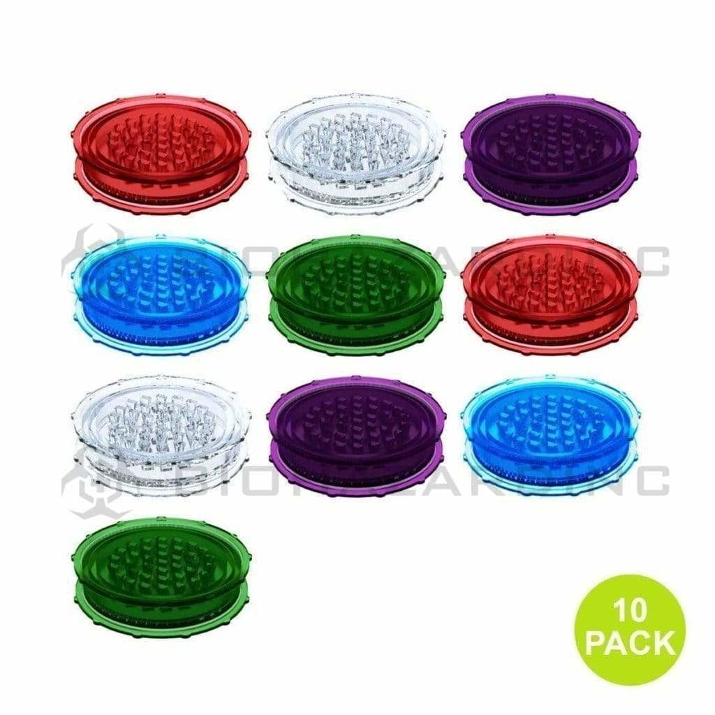 Grinder | Assorted Large Plastic Grinders | 2 Piece - 100mm - 10 Count Plastic Grinder Biohazard Inc