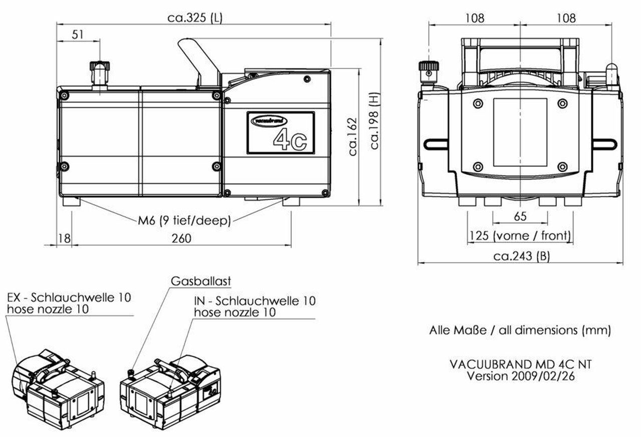 Vacuubrand | Chemical/Corrosive Resistant Diaphragm Pump | Model MD 4C NT Scientific Accessories Biohazard Inc
