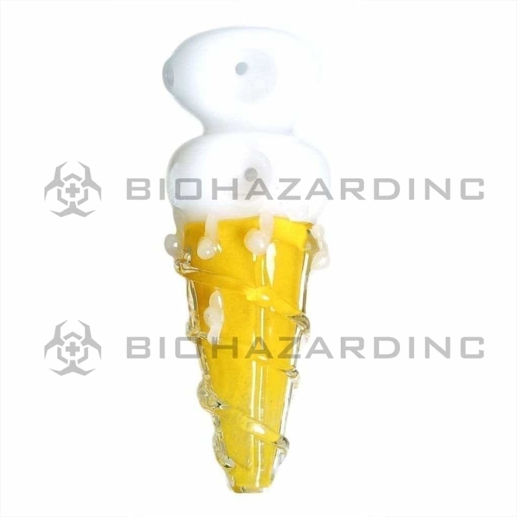 Novelty | Ice Cream Glass Hand Pipe | 4-7" - Glass - Various Sizes Glass Hand Pipe Biohazard Inc 4" - Double Bowl - White  