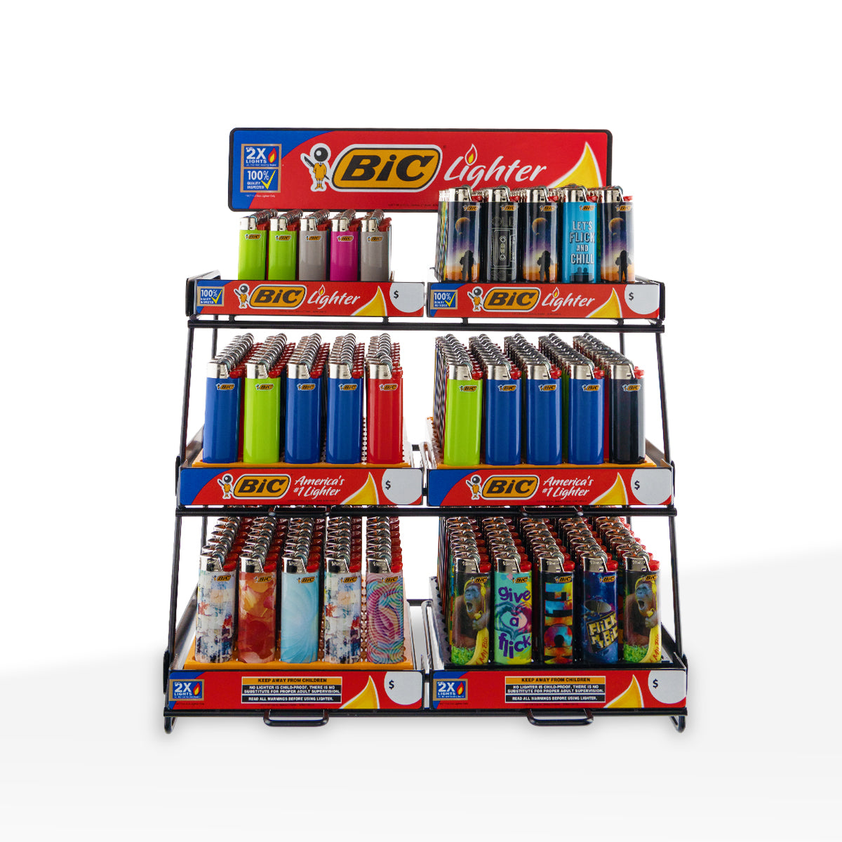 BIC® | 'Retail Display' 6 Tier Powerhouse Black Wire Display | 300 Count Lighter Display Kit BIC