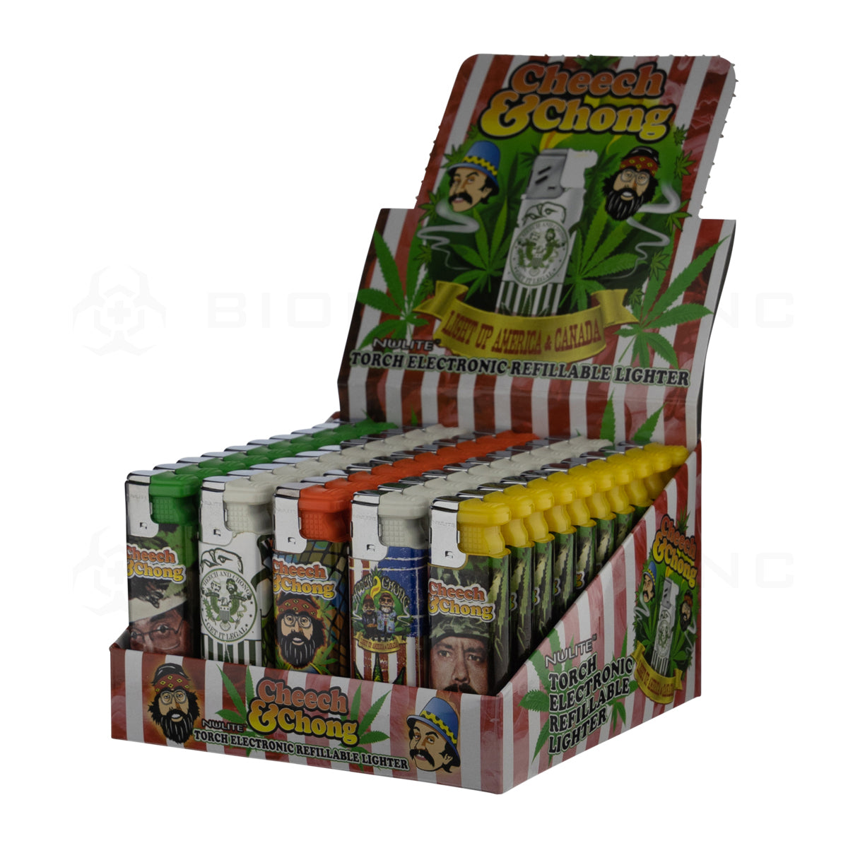Cheech & Chong™ | Refillable Torch Lighter Retail Display | Series B Lighter Display Kit Biohazard Inc