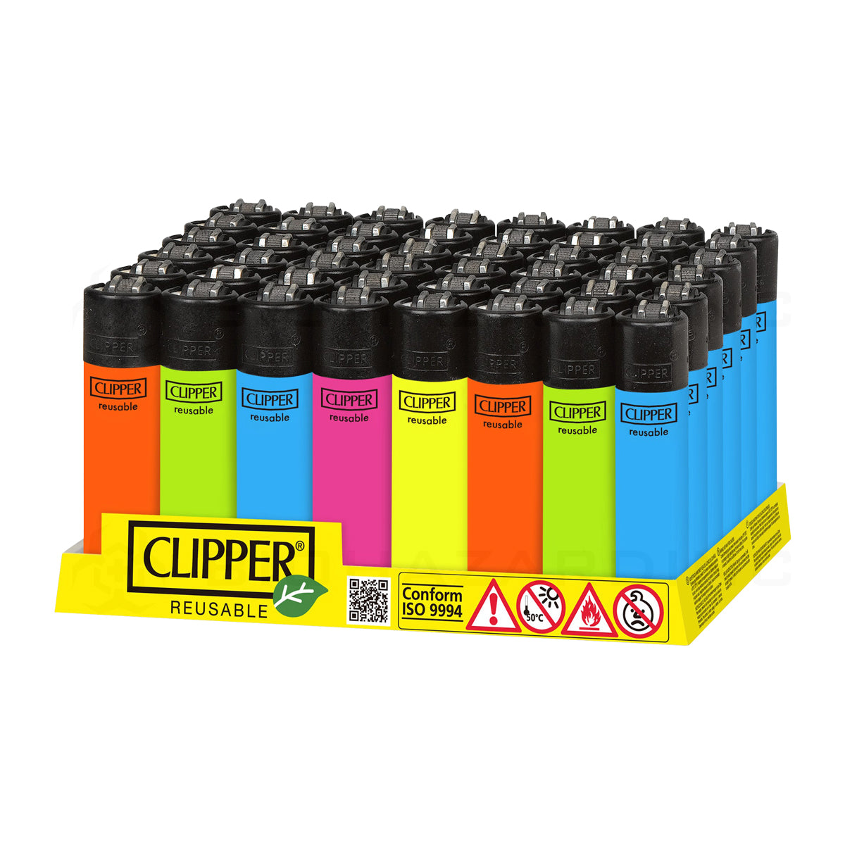 Clipper® | 'Retail Display' Solid Fluo Lighters | 48 Count Lighters Clipper