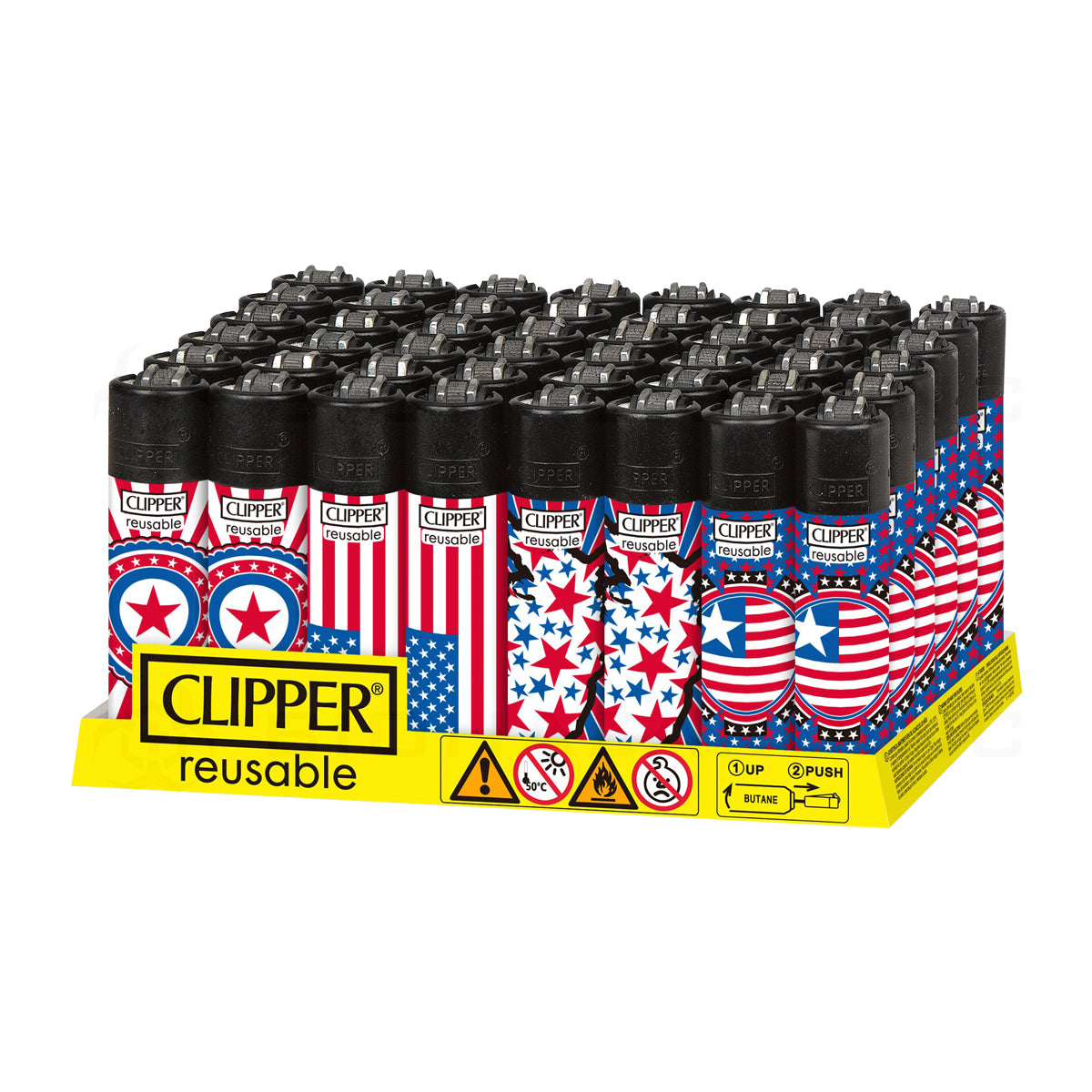 Clipper® | 'Retail Display' National Stars Lighters | 48 Count Lighters Clipper