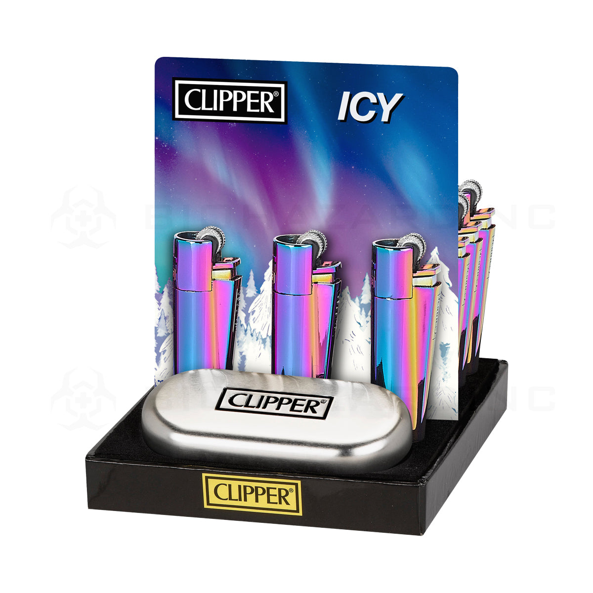 Clipper® | 'Retail Display' Metal Series | Icy - 12 Count Lighters Clipper   
