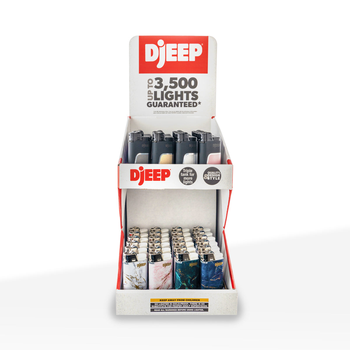DJEEP Lighters | 'Retail 2-Tier Display' Bold + Elegant | 48 Count DJEEP