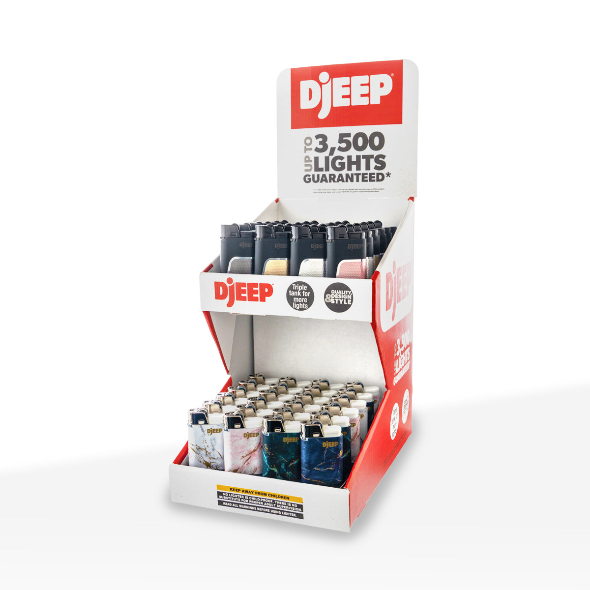 DJEEP Lighters | 'Retail 2-Tier Display' Bold + Elegant | 48 Count DJEEP