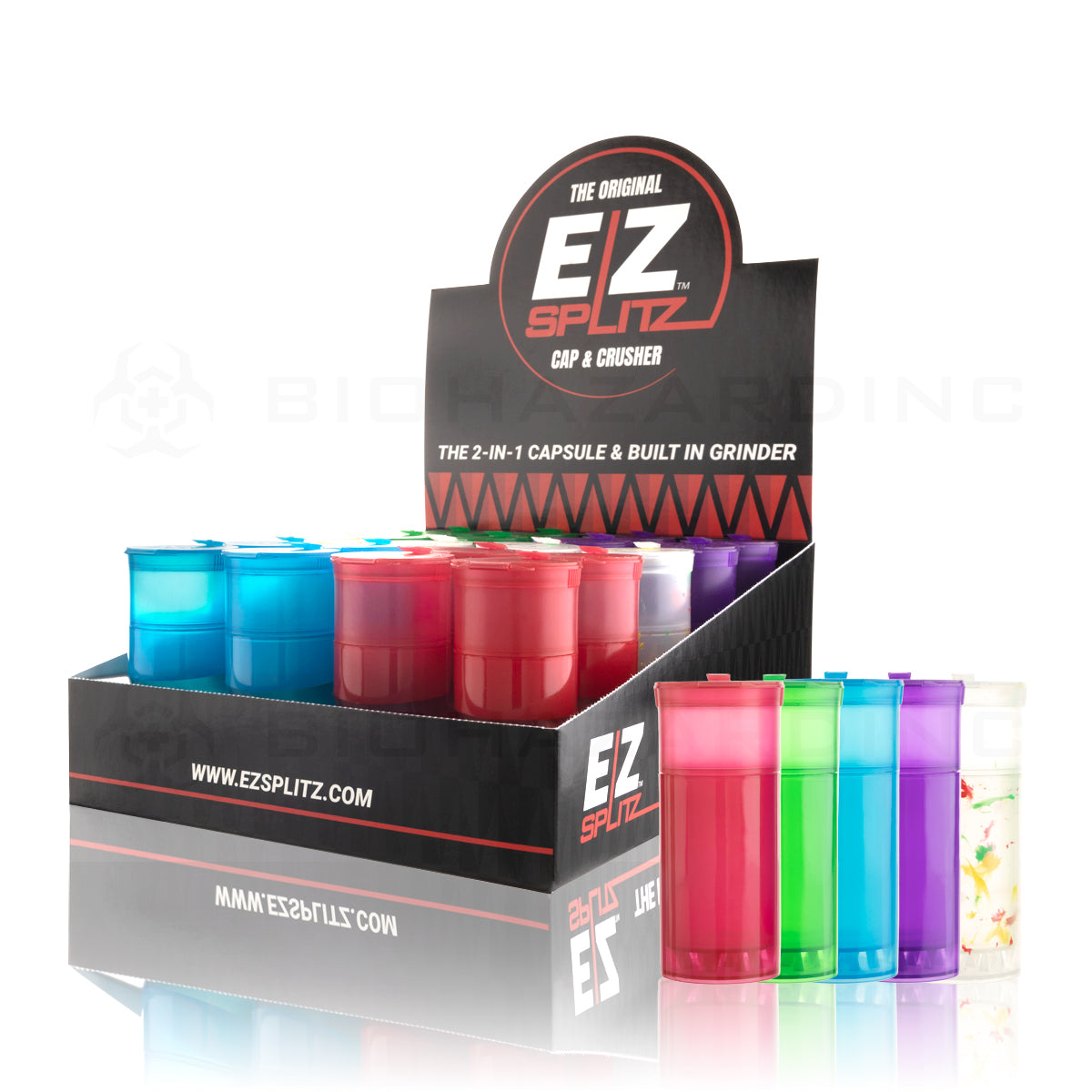 EZ Splitz | Cap & Crusher Pop Top Bottle + Built-in Grinder | 3.5 Grams - 20 Count Grinder EZ Splitz   
