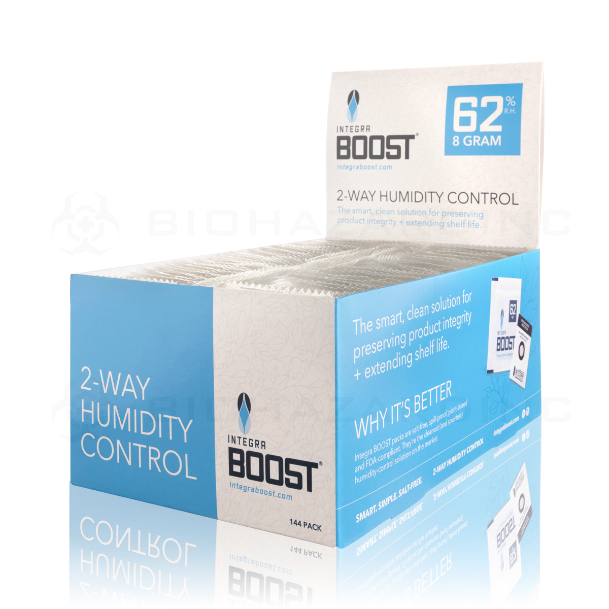 INTEGRA™ | BOOST 'Retail Display' Humidity Packs | 8 Grams - 62% - 144 Count Humidity Pack Integra