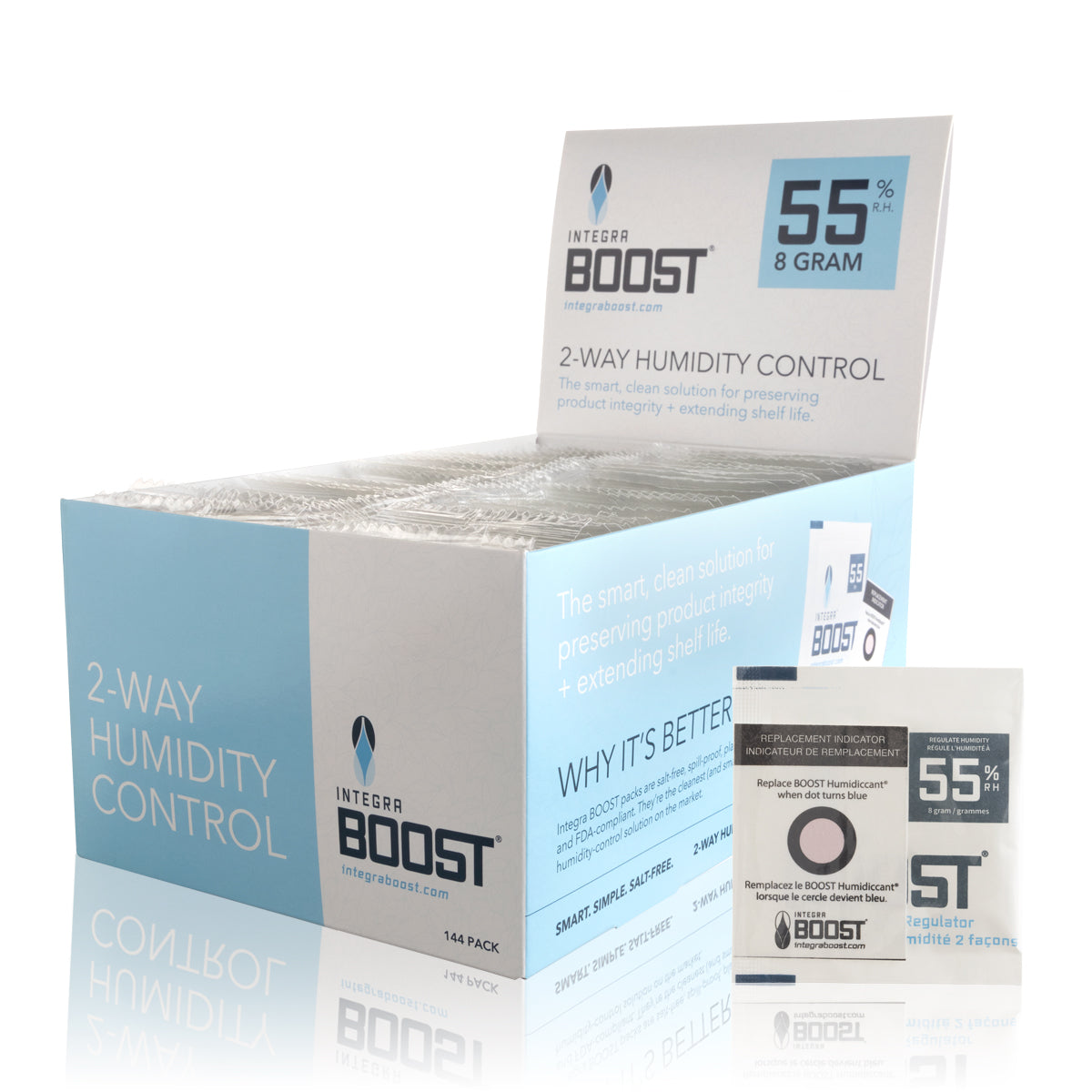 INTEGRA™ | BOOST 'Retail Display' Humidity Packs | 8 Grams - 55% Humidity - 144 Count Humidity Pack Integra