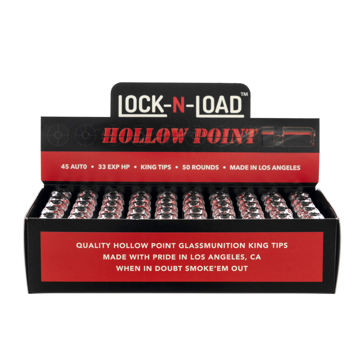 Lock-N-Load | Bullet Glass Tips | 50 Count - Various Sizes - Biohazard Inc - Large - 12mm - Model .45
