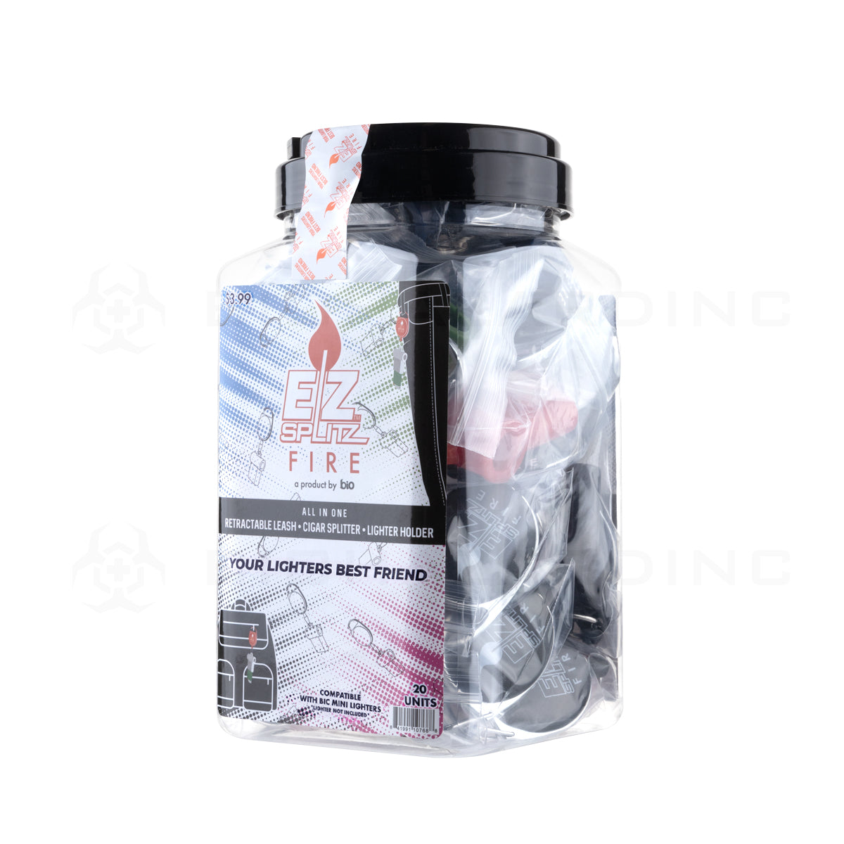 EZ Splitz | 'Retail Display' FIRE Cigarillo Blunt Splitter & Lighter Holder | Assorted Colors - 20 Count Blunt Splitter EZ Splitz