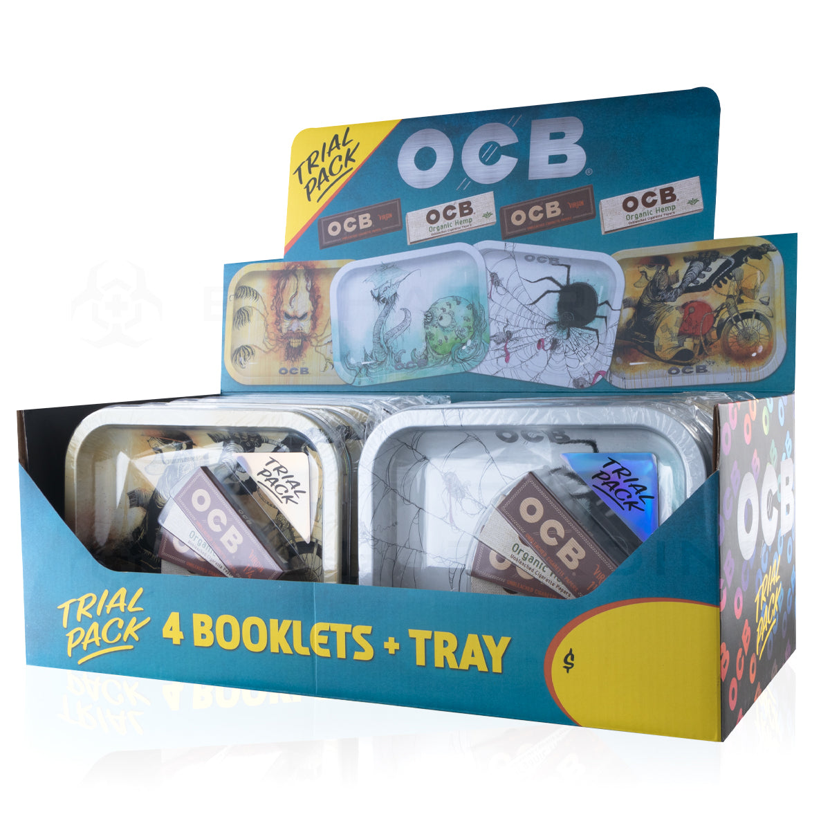 OCB® | 'Retail Display' Rolling Papers w/ Metal Rolling Tray | Classic White - 12 Count - Various Sizes Rolling Tray OCB 1¼ - 78mm - 50/Pack