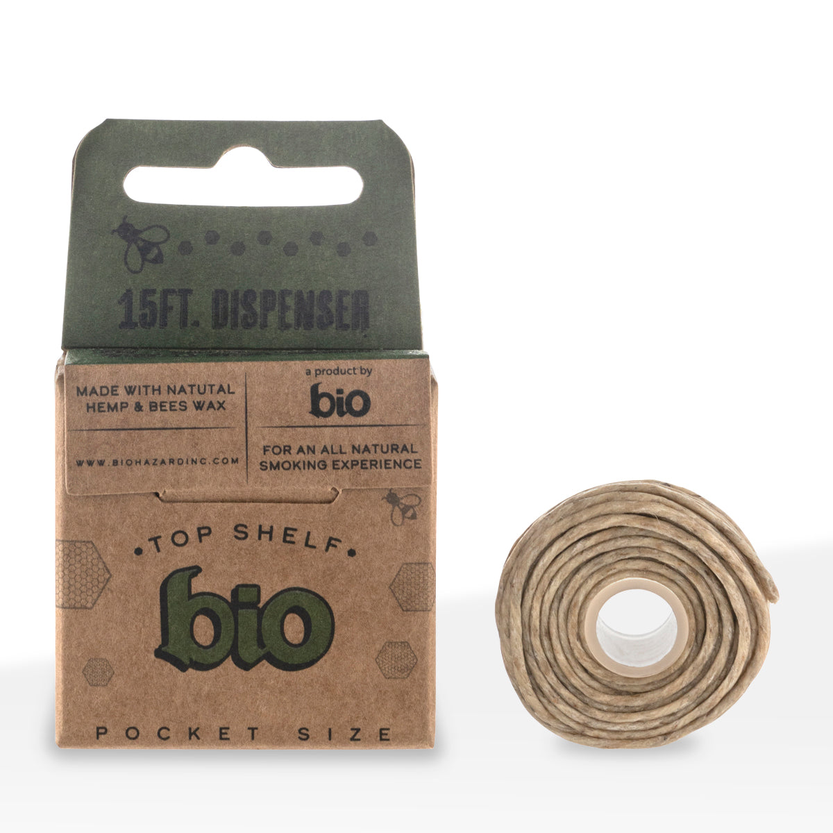 BIO Glass | Natural Beeswax Hemp Wick | 15ft - Pocket Size - 12 Count Hemp Wick Bio Glass