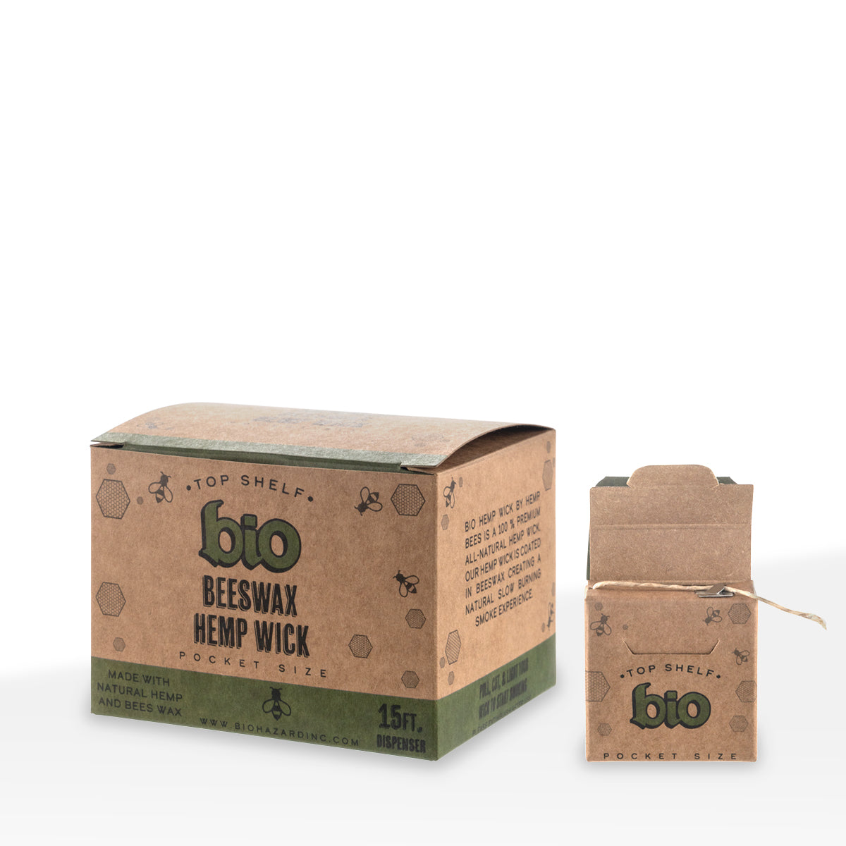 BIO Glass | Natural Beeswax Hemp Wick | 15ft - Pocket Size - 12 Count Hemp Wick Bio Glass