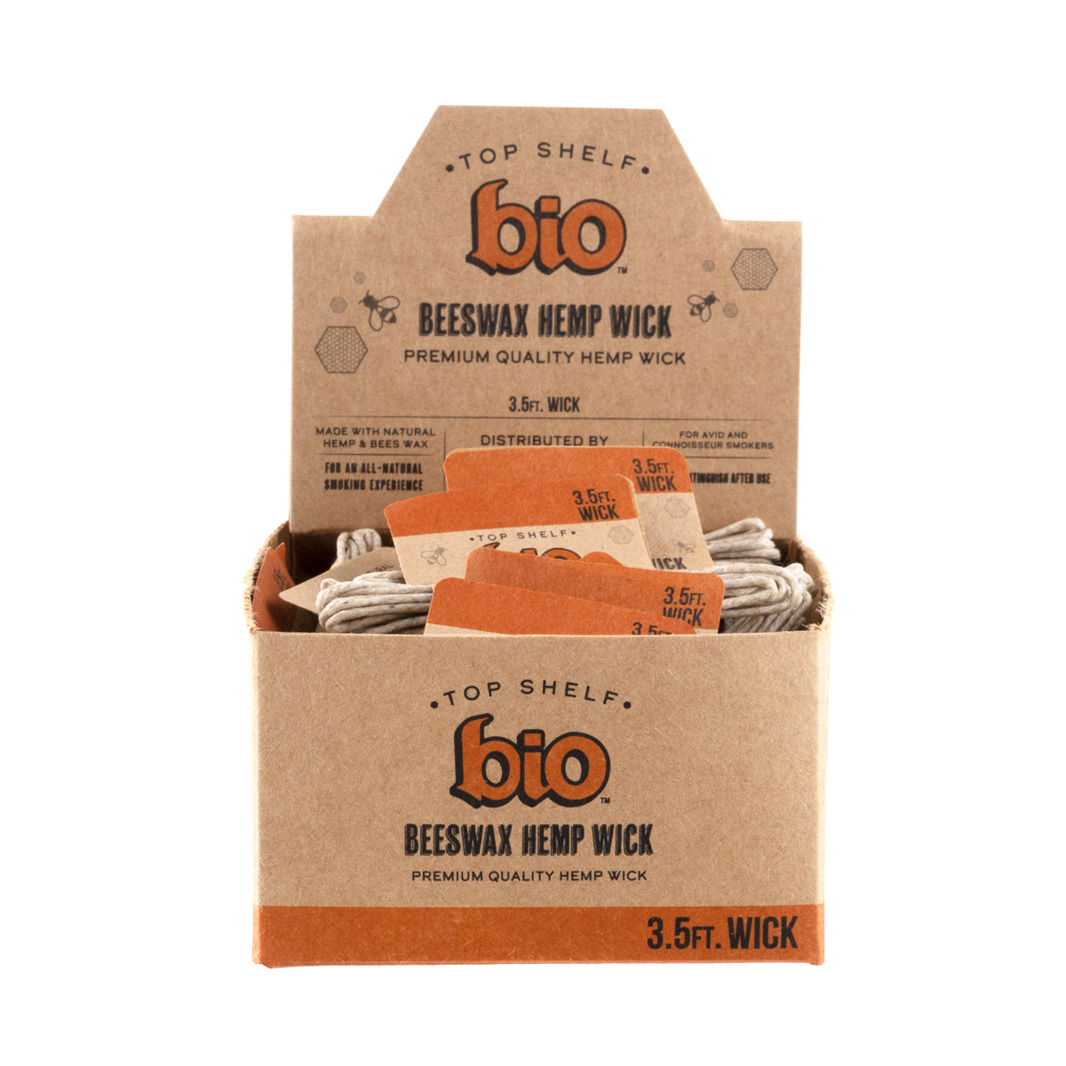 BIO | Natural Beeswax Hemp Wick | 3.5ft - 50 Count Hemp Wick Bio Glass
