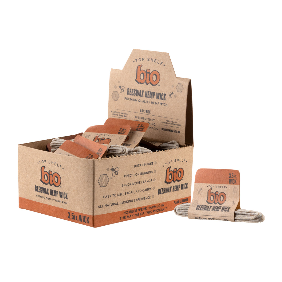 BIO | Natural Beeswax Hemp Wick | 3.5ft - 50 Count Hemp Wick Bio Glass