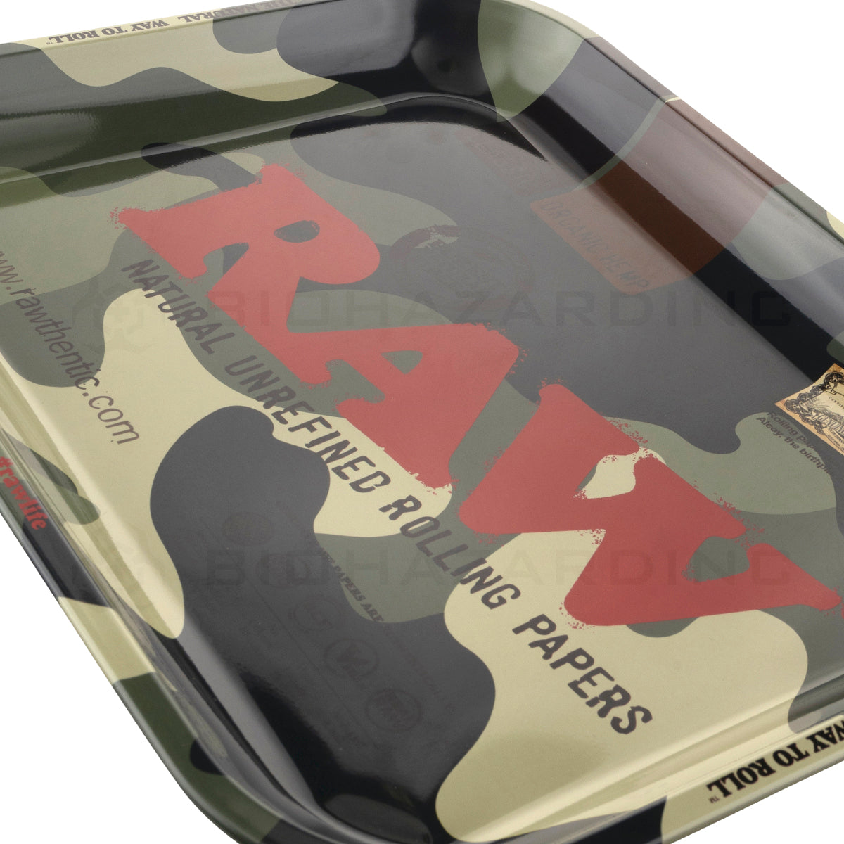 RAW Rolling Tray | Camo | Large - 14in x 11in - Metal Rolling Tray Raw