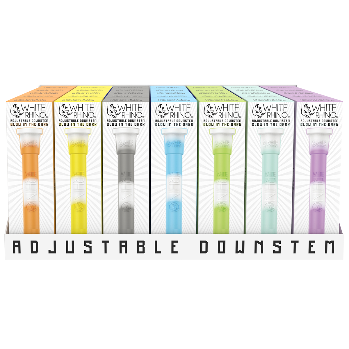 White Rhino | Glow-In-The-Dark Silicone Downstems | 35 Count Downstem Biohazard Inc
