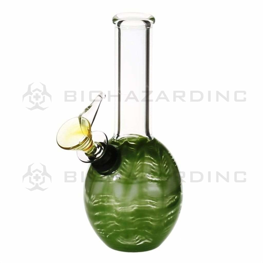 Wrap & Rake | Mini Oval Chamber Water Pipe | 6" - Slide - Various Colors Glass Bong Biohazard Inc Green  