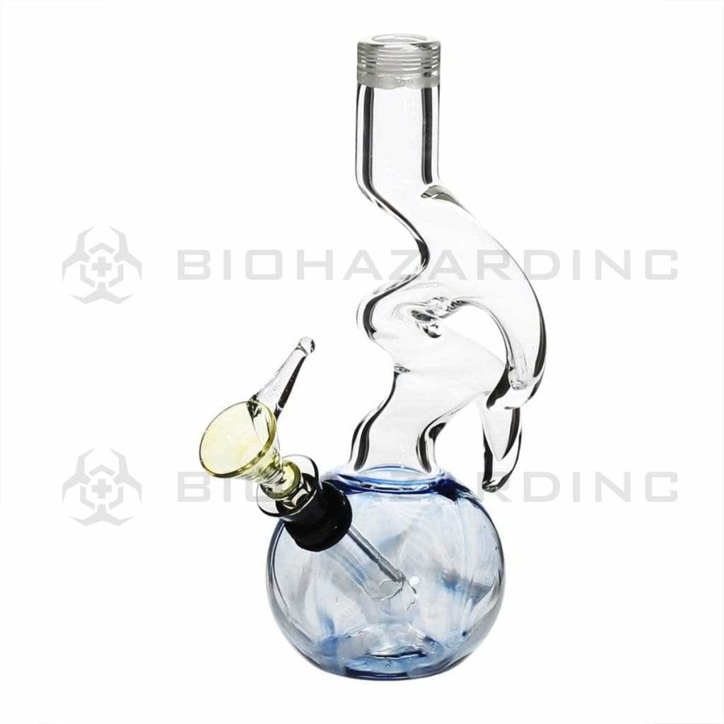 Water Pipe | Two Hook Water Pipe w/ Slide | 6" - Slide - Various Colors Glass Bong Biohazard Inc Blue  