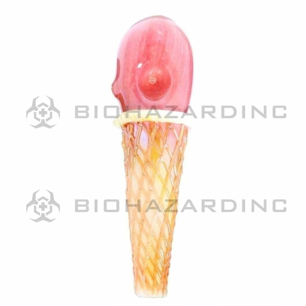 Novelty | Ice Cream Glass Hand Pipe | 4-7" - Glass - Various Sizes Glass Hand Pipe Biohazard Inc 7" - Strawberry - Pink  