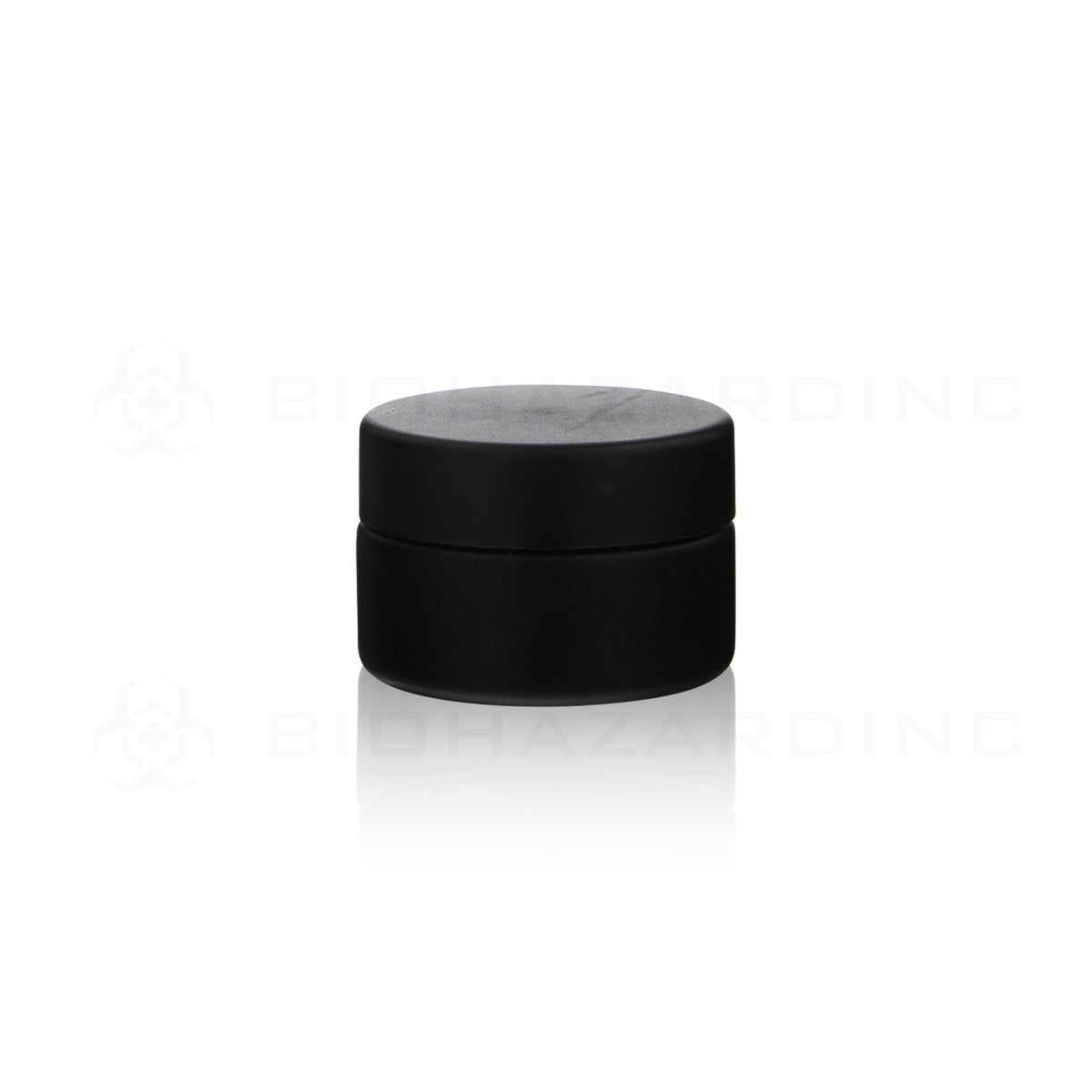 Child Resistant | Straight Sided Glass Jars w/ Flush Caps - Matte Black | 50mm - Various Sizes Child Resistant Jar Biohazard Inc 1oz - 200 Count