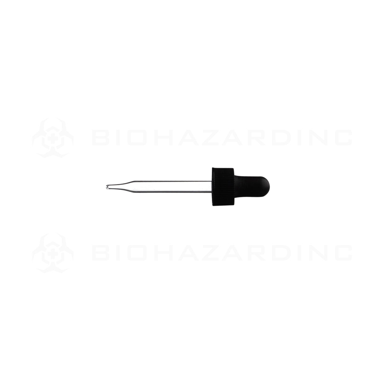 Dropper Cap | Plastic Cap w/ Glass Dropper | 18mm - Black - Various Sizes Biohazard Inc