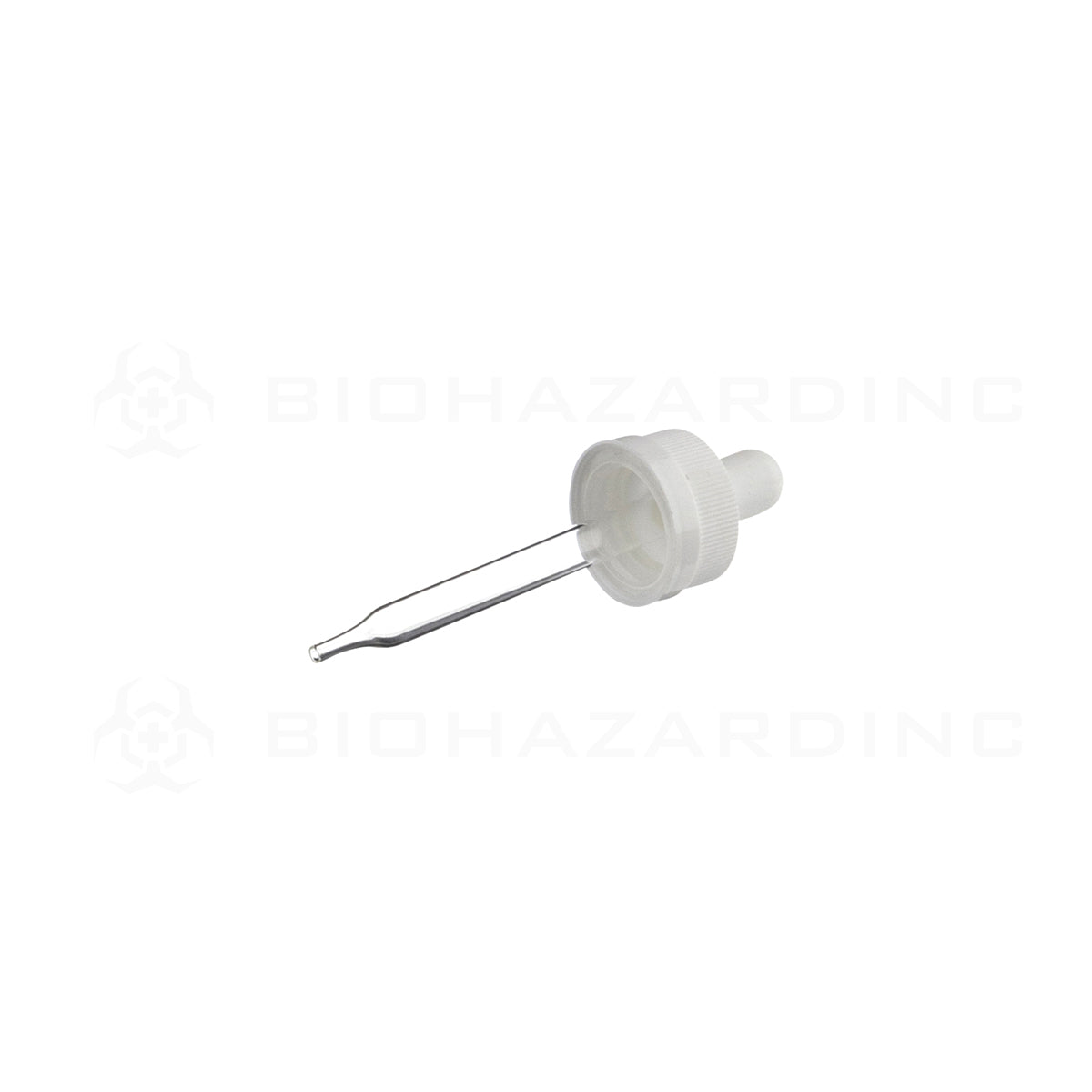 Child Resistant | Cap w/ Glass Dropper | 20mm - White Child Resistant Cap Biohazard Inc