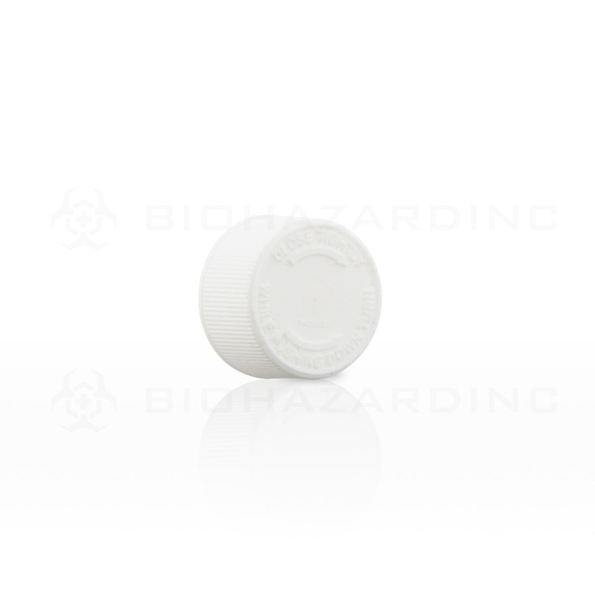 Child Resistant | Plastic Cap | 24mm - White Child Resistant Cap Biohazard Inc