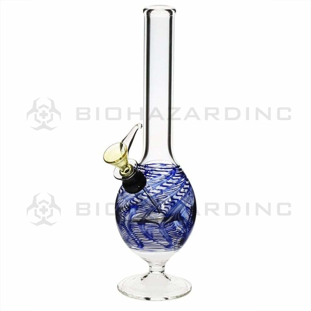 Wrap & Rake | Oval Chamber Martini Water Pipe | 8" - Slide - Various Colors Glass Bong Biohazard Inc Blue  
