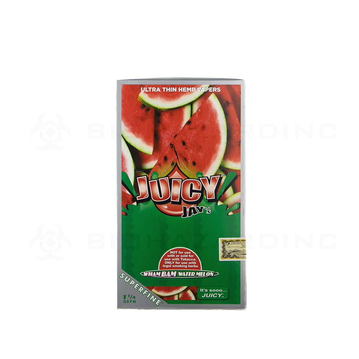 Juicy Jay's® | Wholesale Superfine™ Ultra Thin Hemp Papers Classic 1¼ Size | 78mm - 24 Count - Various Flavors Rolling Papers Juicy Jay's Watermelon