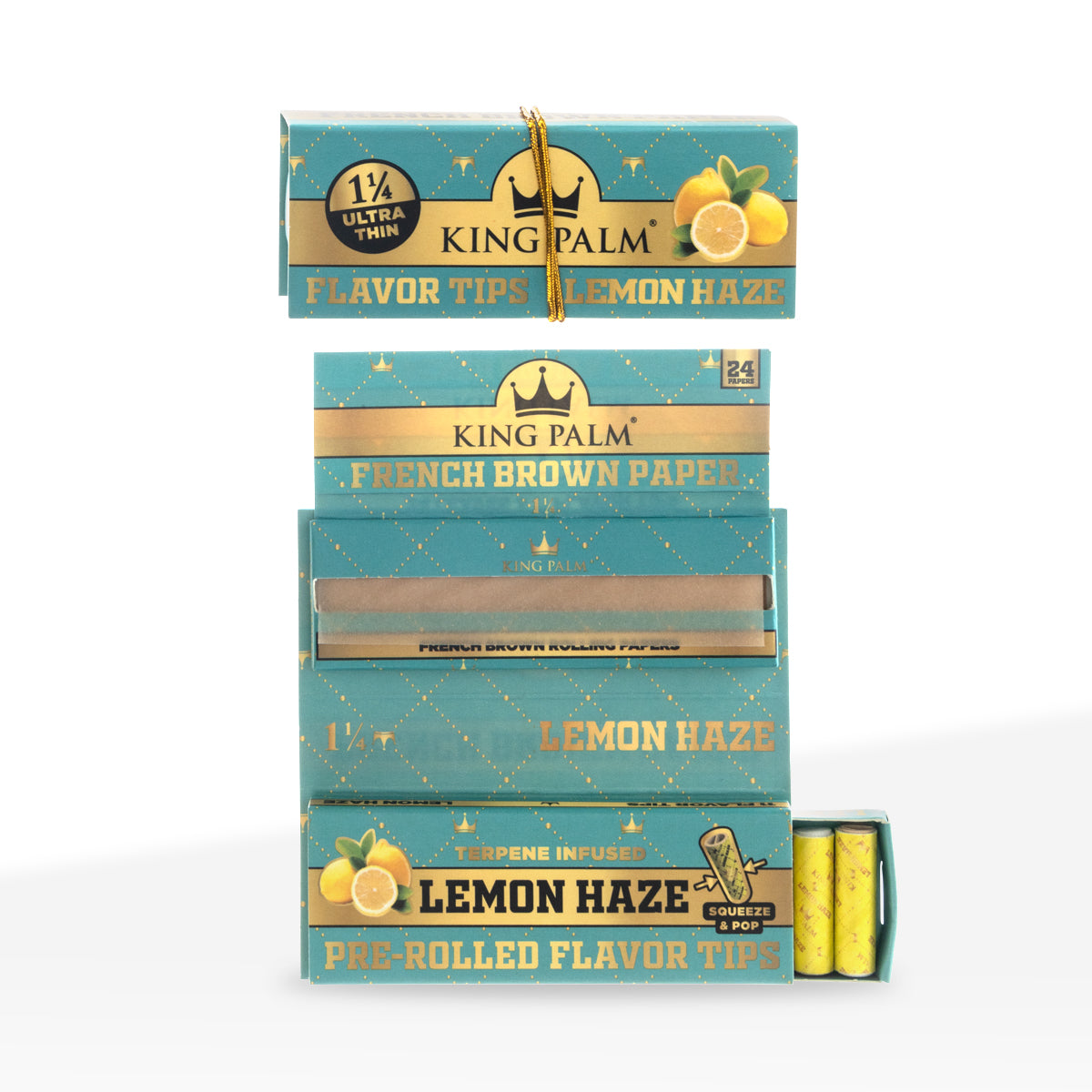 King Palm™ | French Brown 1.25" Joint Rolling Papers + Tips | 24 Pack - 24 Count - Various Flavors Rolling Papers + Tips King Palm