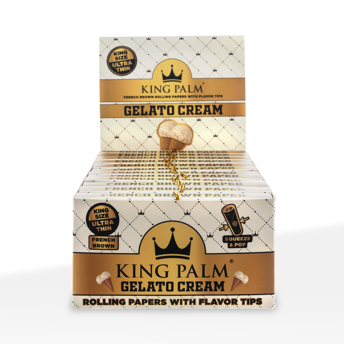King Palm™ | French Brown King Size Joint Rolling Papers + Tips | 32 Pack - 24 Count - Various Flavors Rolling Papers + Tips King Palm