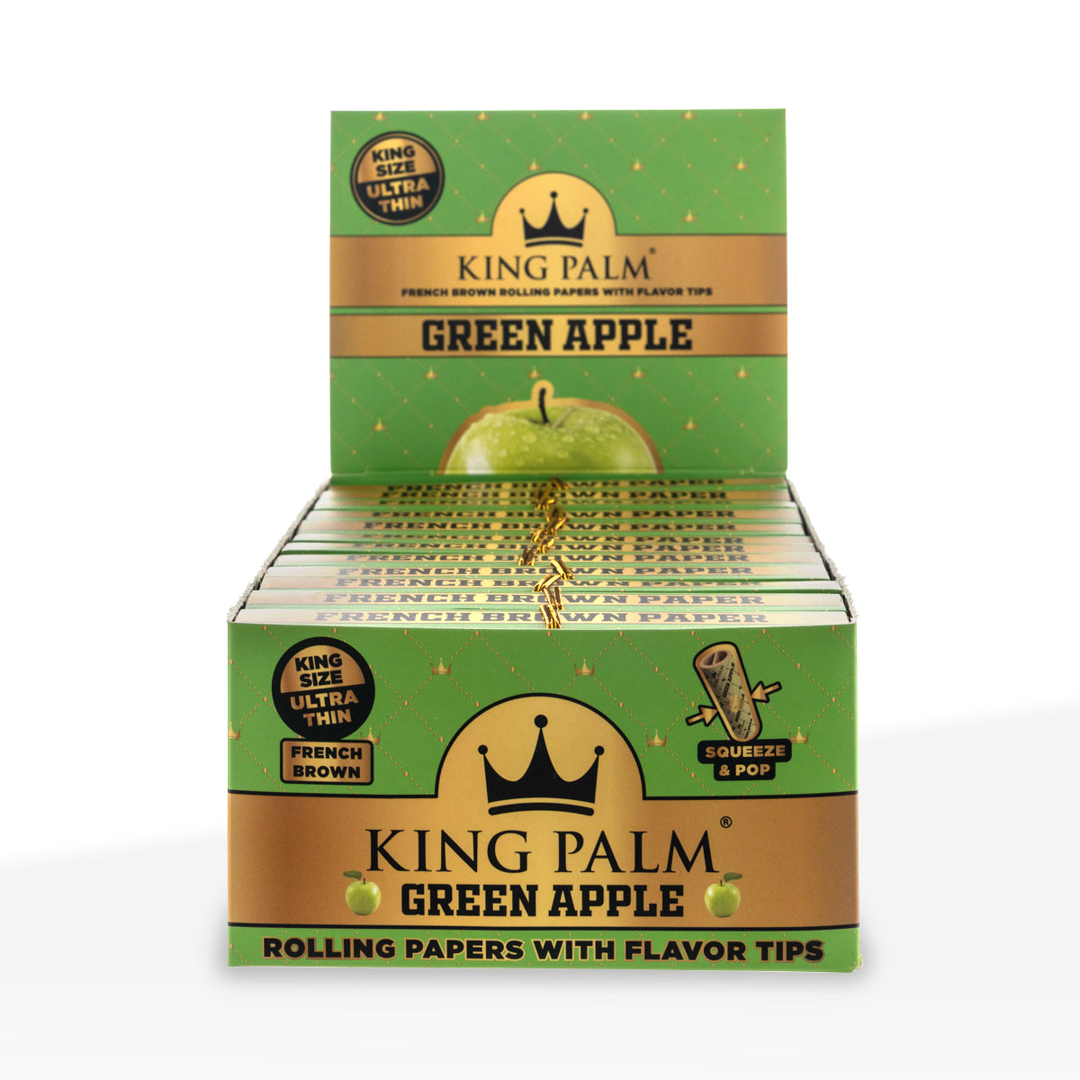 King Palm™ | French Brown King Size Joint Rolling Papers + Tips | 32 Pack - 24 Count - Various Flavors Rolling Papers + Tips King Palm