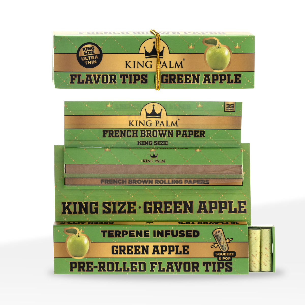 King Palm™ | French Brown King Size Joint Rolling Papers + Tips | 32 Pack - 24 Count - Various Flavors Rolling Papers + Tips King Palm