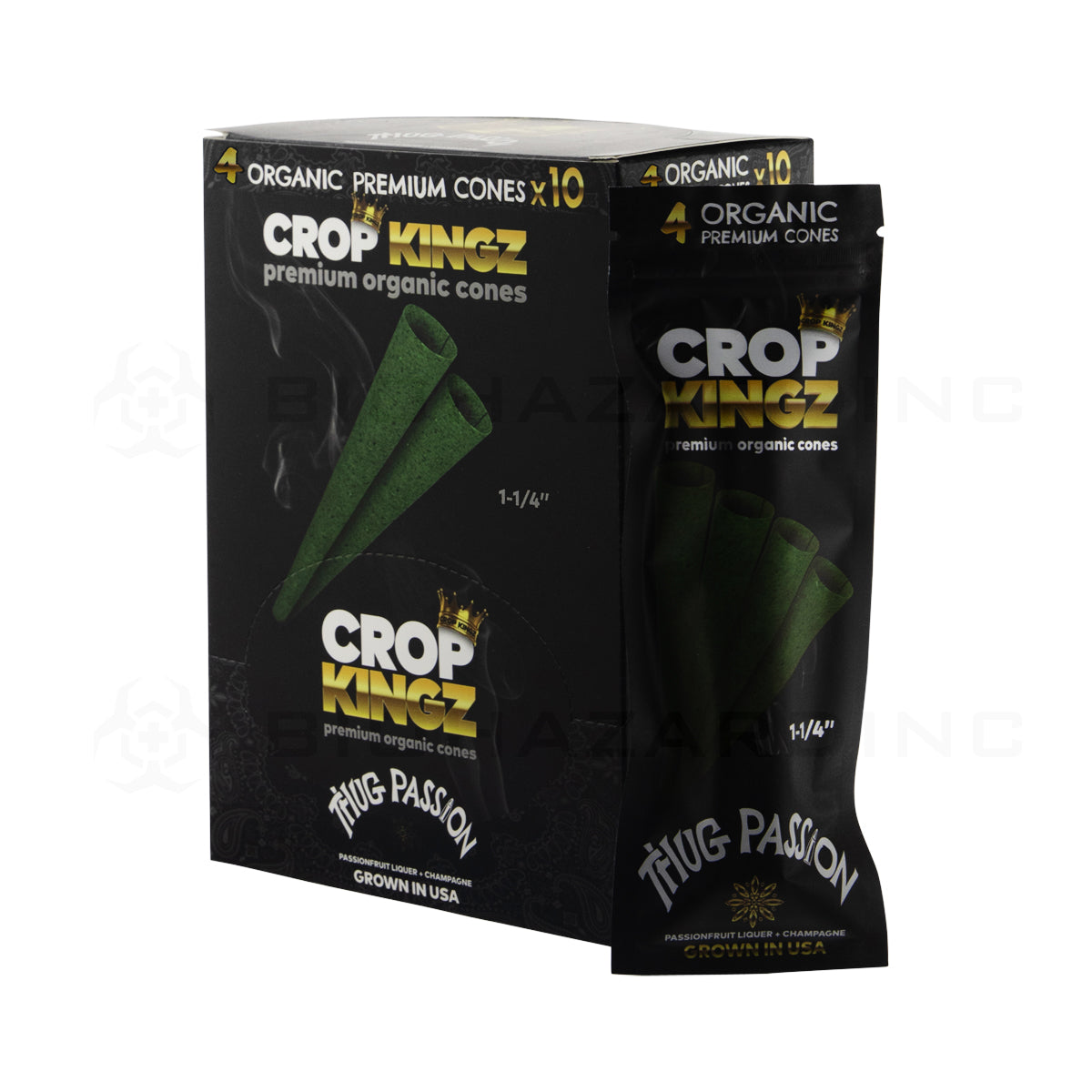 Crop Kingz | Organic Premium Pre-Rolled Cones 1¼ Size | 78mm - 10 Count - Various Flavors Pre-Rolled Cones Crop Kingz Thug Passion