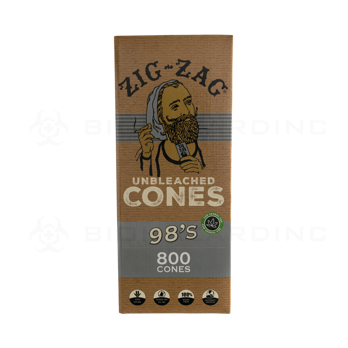 Zig-Zag® | 98's Pre-Rolled Cones | 98mm - Unbleached Brown - 800 Count Pre-Rolled Cones Zig Zag Biohazard Inc