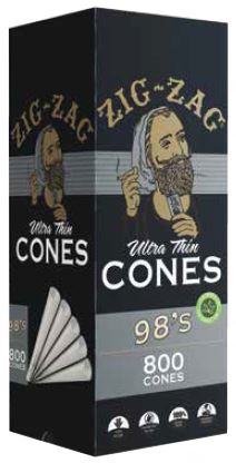 Zig-Zag® | Ultra Thin 98's Pre-Rolled Cones | 98mm - Classic White - 800 Count Pre-Rolled Cones Zig Zag   