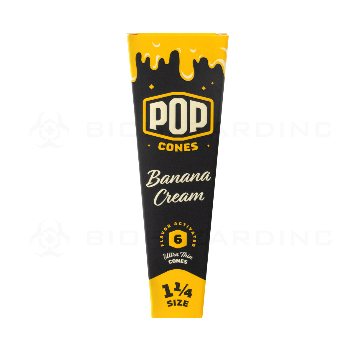 Pop Cones | Pre-Rolled Cones 1¼ Size | 78mm - Various Flavors - 6 Pack 24 Count Pre-Rolled Cones Biohazard Inc Banana Cream