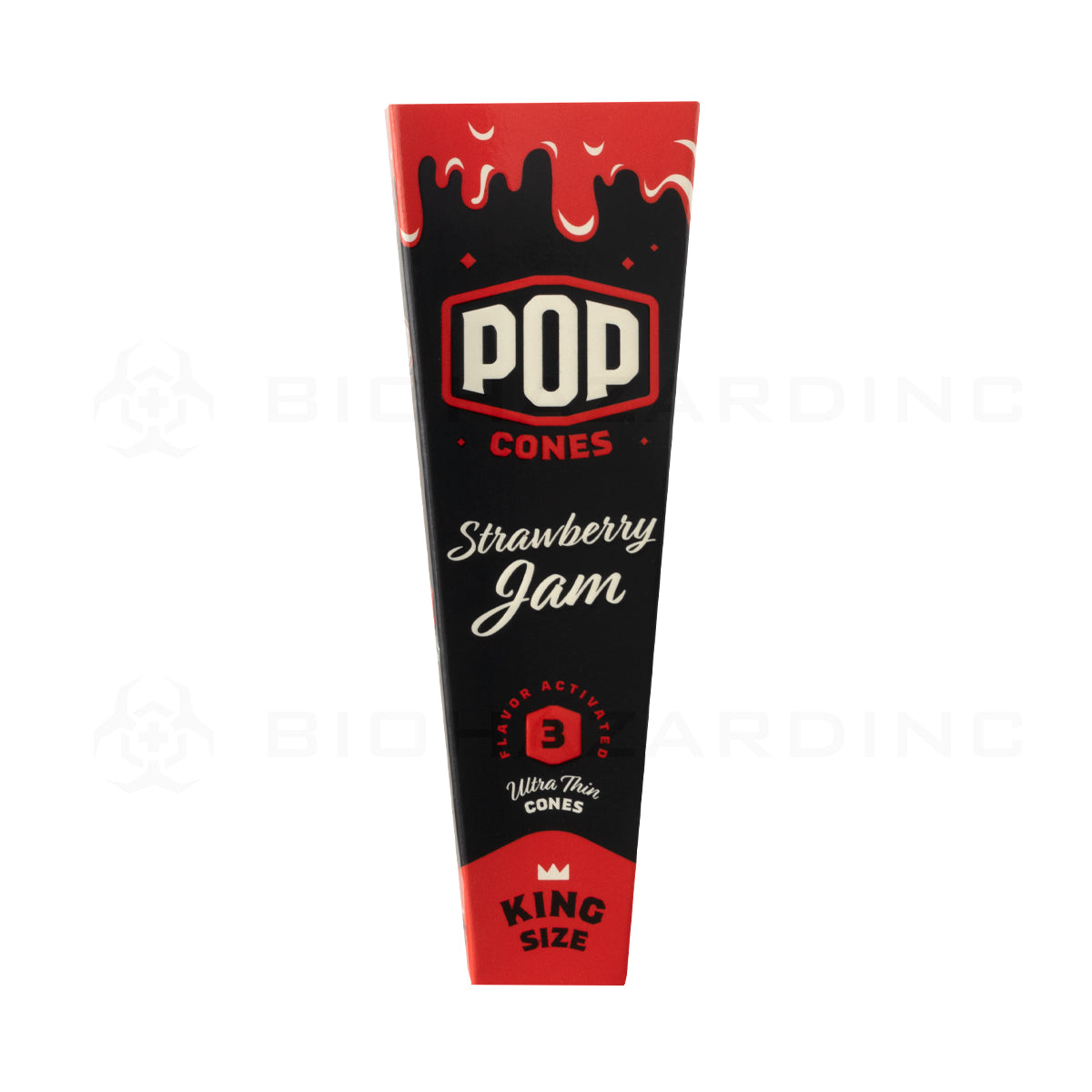 Pop Cones | Pre-Rolled Cones King Size | 109mm - Various Flavors - 3 Pack 24 Count Pre-Rolled Cones Biohazard Inc Strawberry Jam