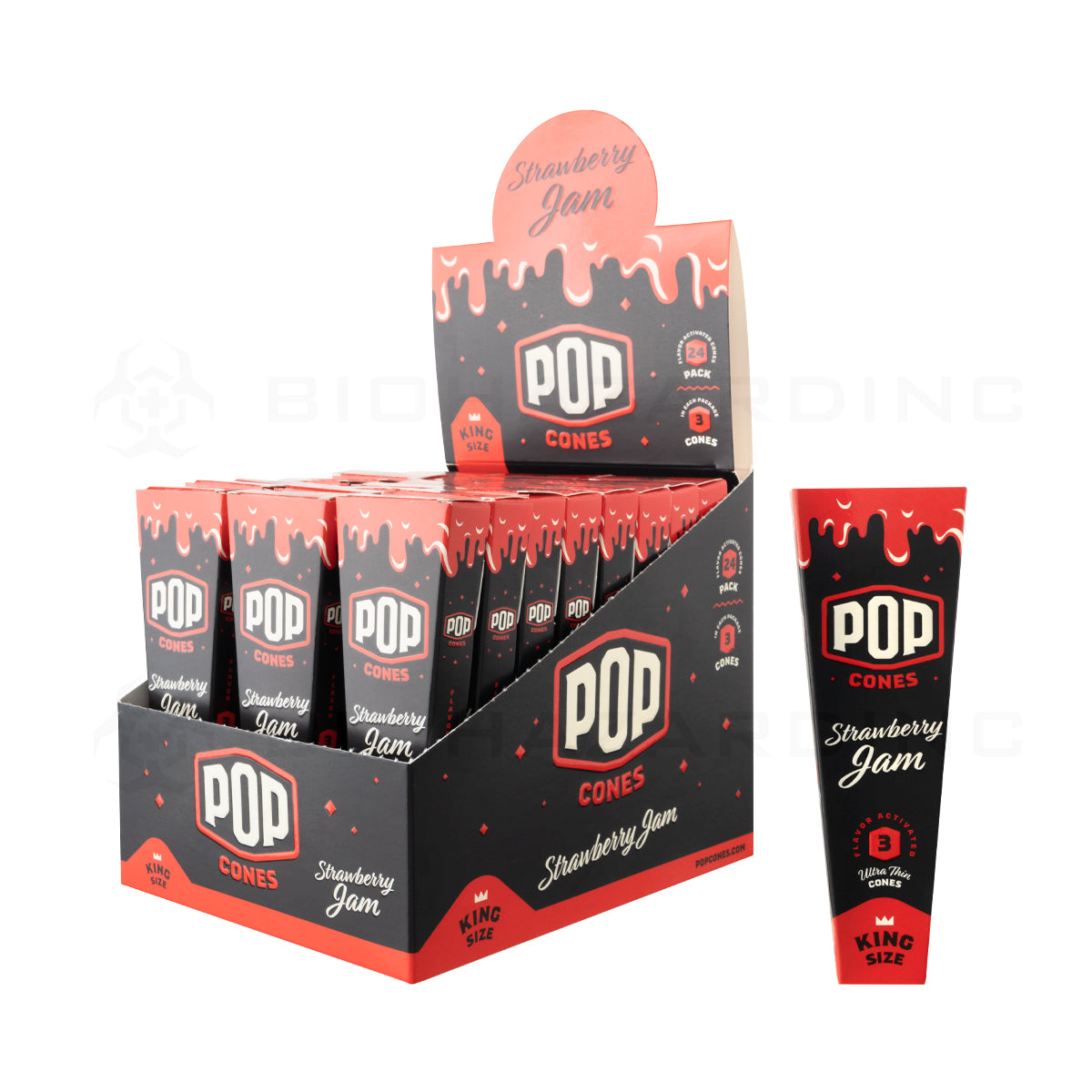 Pop Cones | Pre-Rolled Cones King Size | 109mm - Various Flavors - 3 Pack 24 Count Pre-Rolled Cones Biohazard Inc