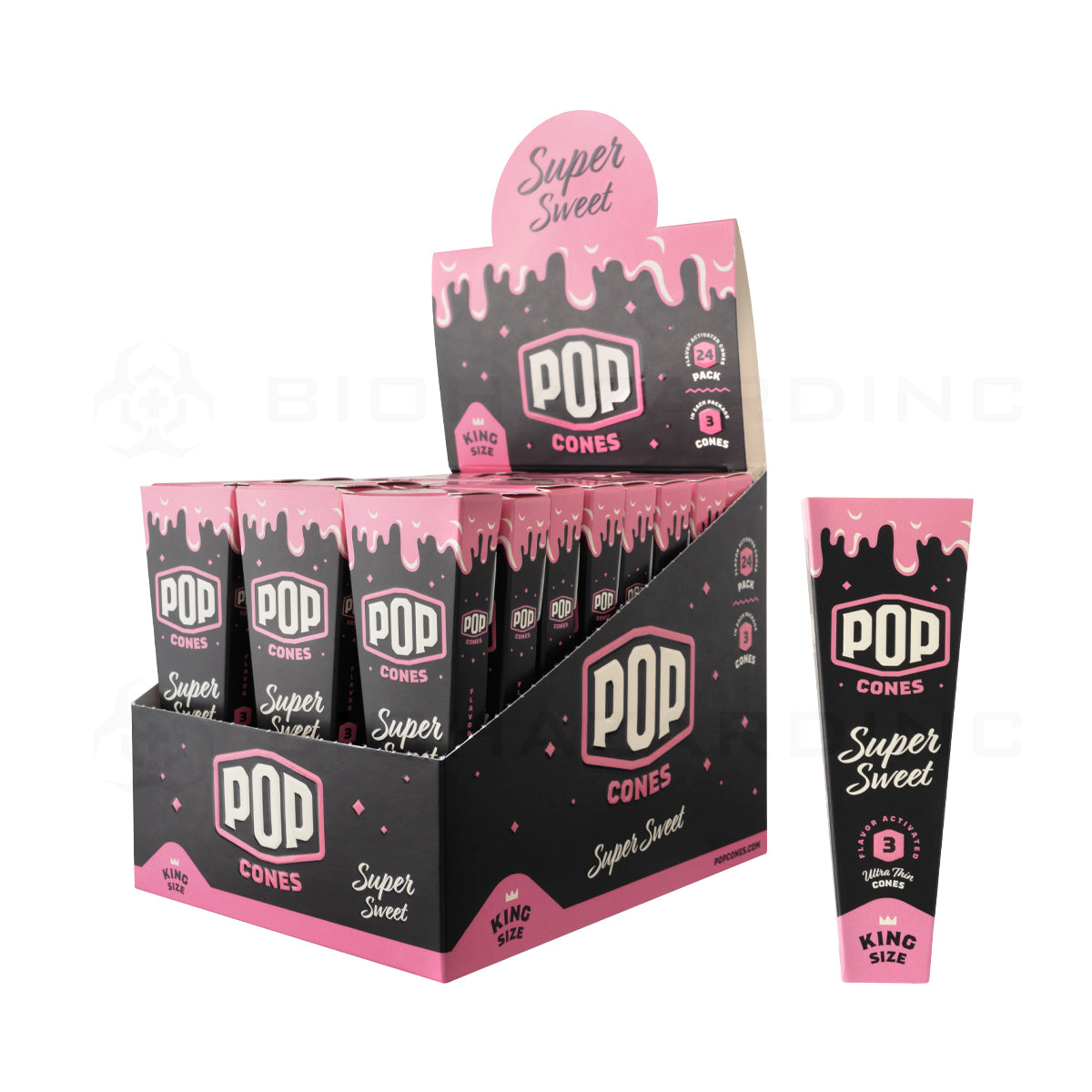 Pop Cones | Pre-Rolled Cones King Size | 109mm - Various Flavors - 3 Pack 24 Count Pre-Rolled Cones Biohazard Inc