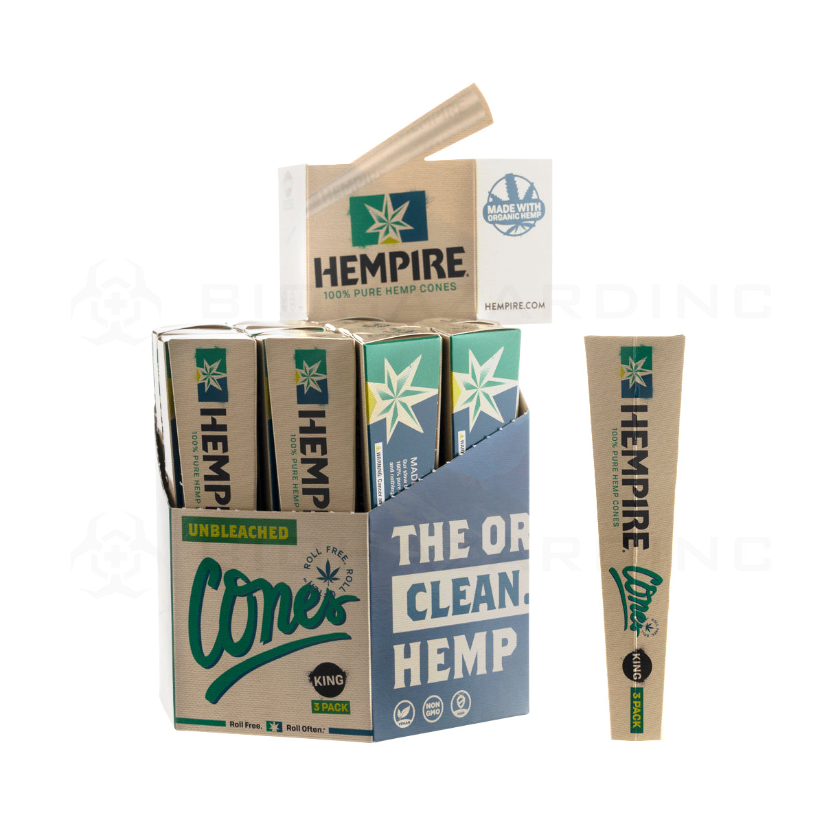 Hempire | Pre-Rolled Cones King Size | 110mm - Unbleached Paper - 24 Count Pre-Rolled Cones Biohazard Inc   
