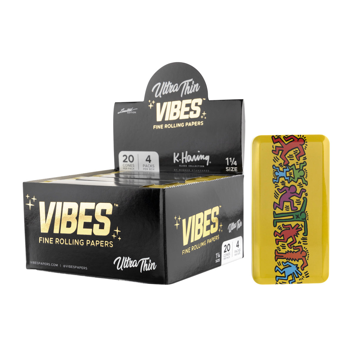 VIBES® x K.Haring Collaboration | Pre-Rolled Cones | 78mm - Various Styles - 20 Count Pre-Rolled Cones Vibes Ultra Thin