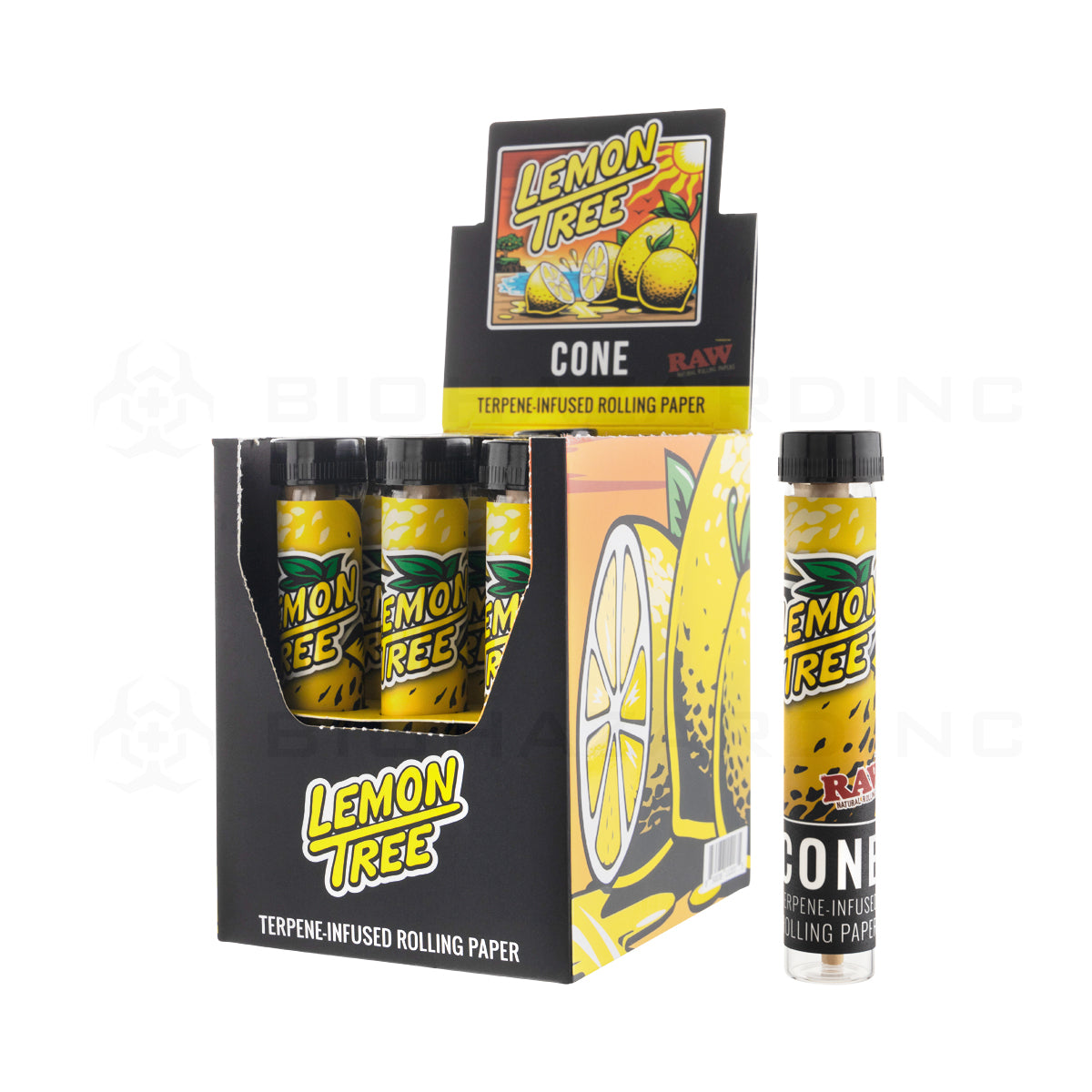 RAW® | Pre-Rolled Cones Singles King Size | 110mm - Lemon Tree - 12 Count Pre-Rolled Cones Raw