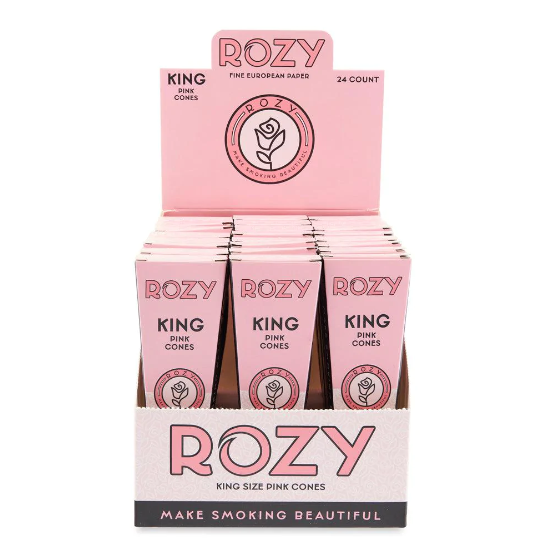 Rozy Pink | Pre-Rolled Cones King Size 3-Pack | 109mm - Pink - 24 Count Pre-Rolled Cones Rozy
