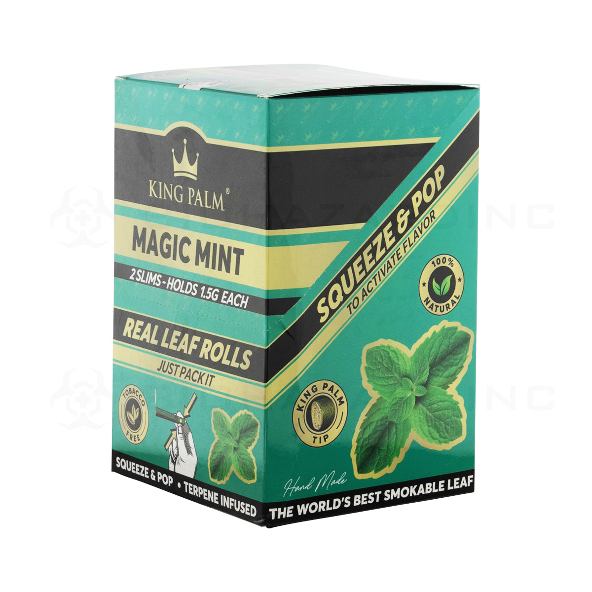 King Palm™ | Wholesale Slim Rolls | Various Flavors Palm Pre Rolled Wraps Biohazard Inc Magic Mint | 2 Pack | 20 Count