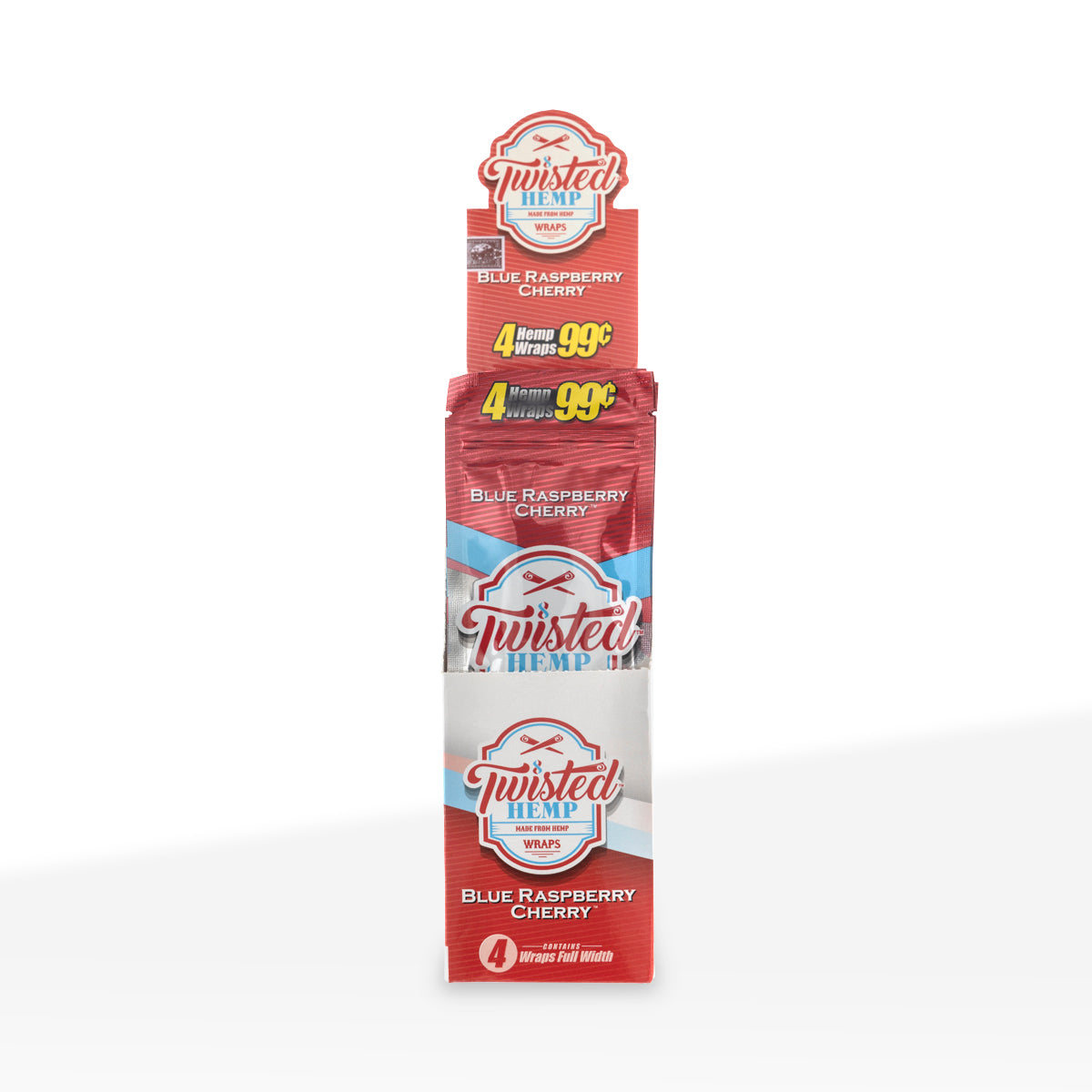 Twisted Hemp™ | Blunt Wraps | 100mm - Blue Raspberry Cherry - 15 Count Hemp Wraps Twisted Hemp